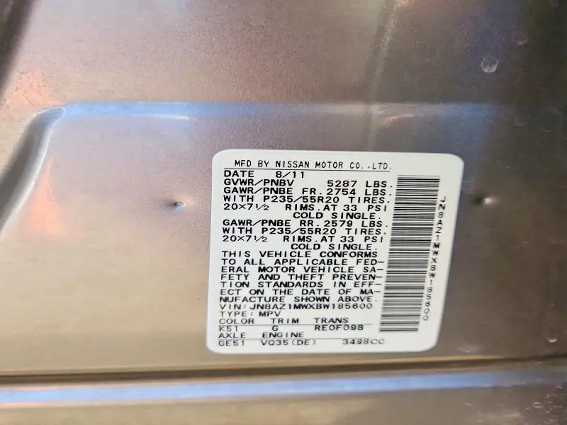 2011 NISSAN MURANO S  