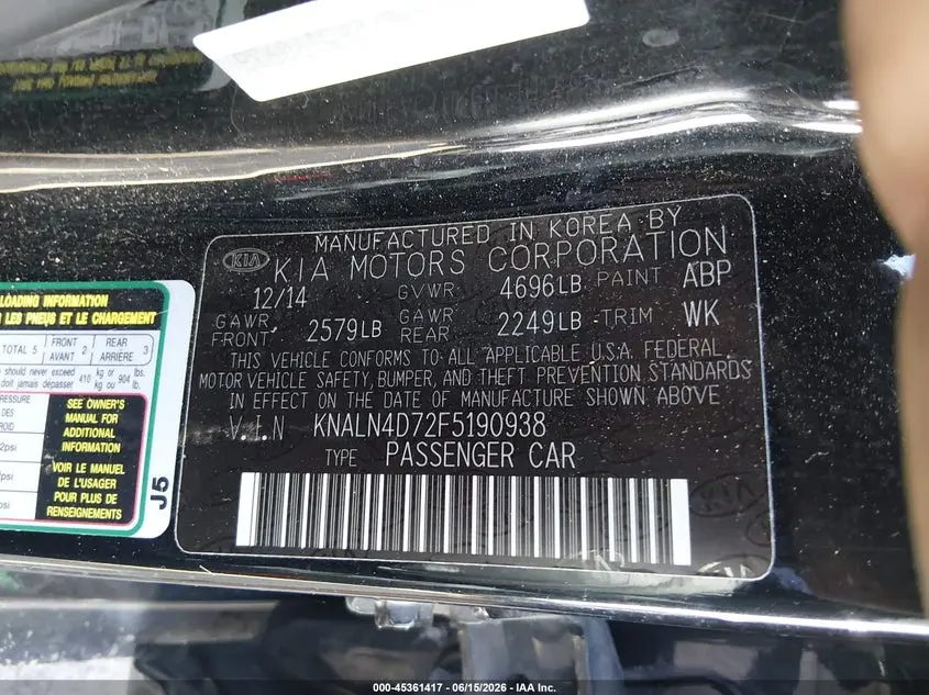 2015 KIA CADENZA PREMIUM