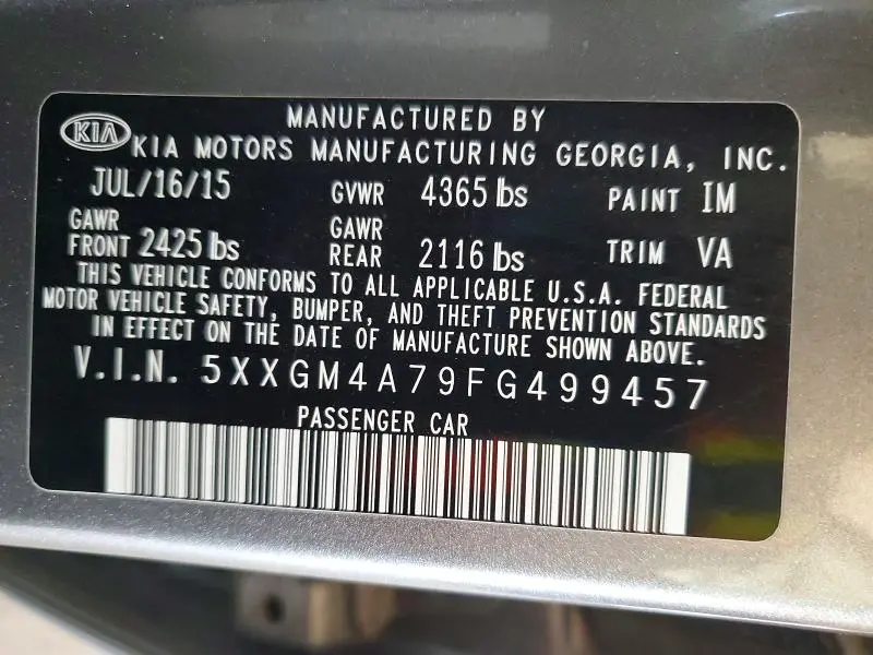 2015 KIA OPTIMA LX  