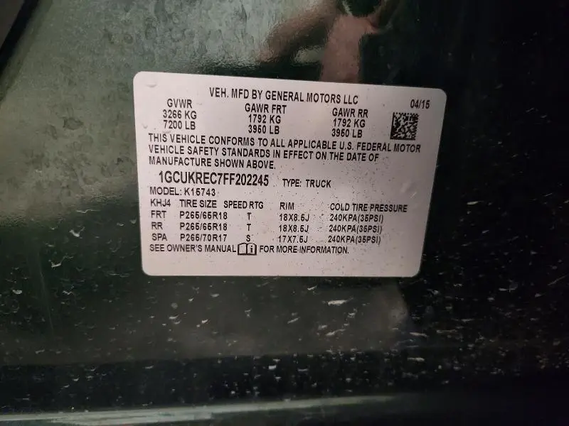 2015 CHEVROLET SILVERADO K1500 LT  