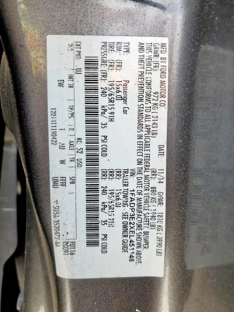 2014 FORD FOCUS S  