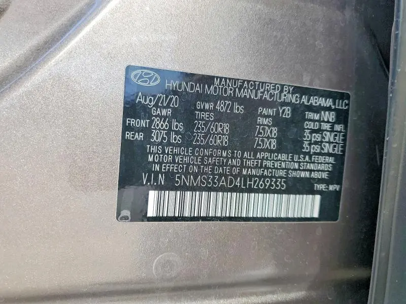 2020 HYUNDAI SANTA FE SEL  