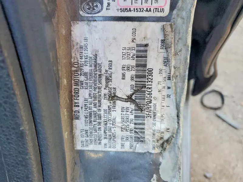 2012 FORD FUSION SEL  