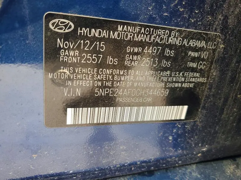 2016 HYUNDAI SONATA SE  
