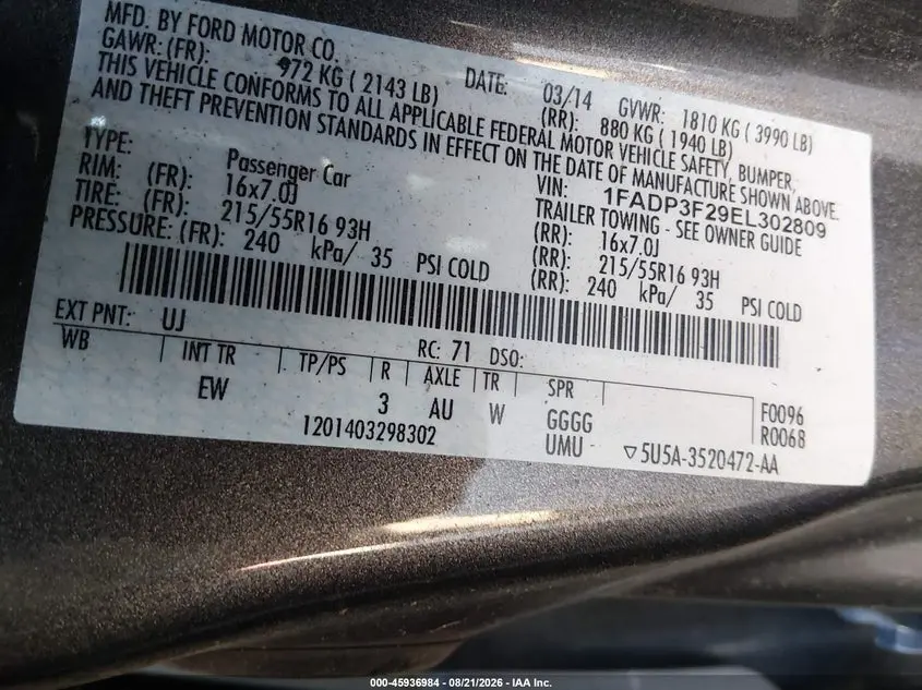 2014 FORD FOCUS SE