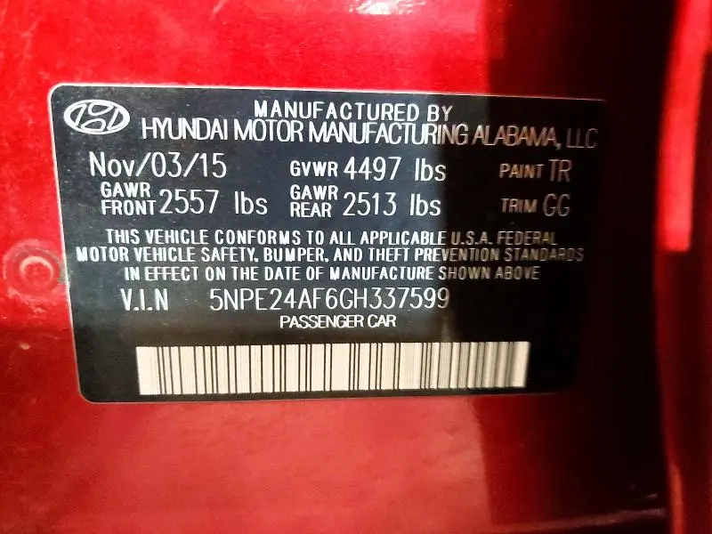 2016 HYUNDAI SONATA SE  