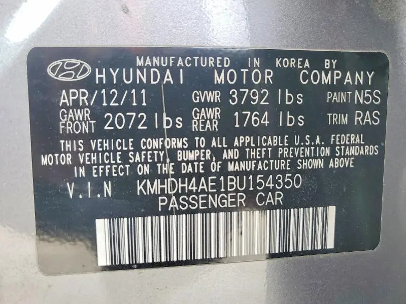 2011 HYUNDAI ELANTRA GLS  