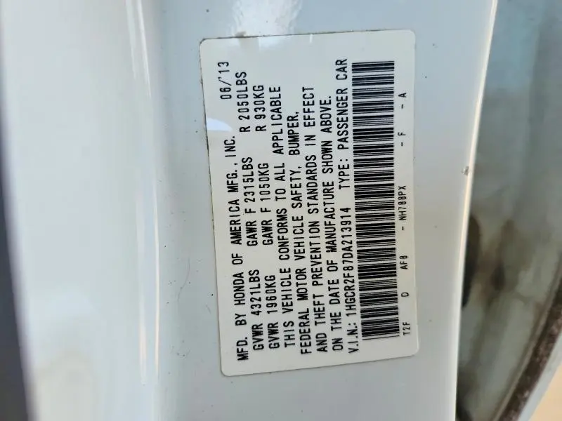 2013 HONDA ACCORD EXL  