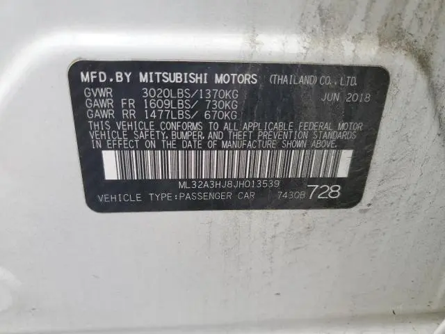 2018 MITSUBISHI MIRAGE ES  