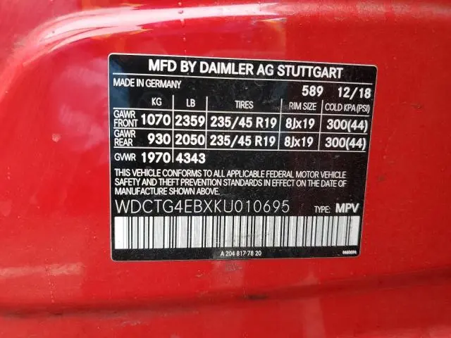 2019 MERCEDES-BENZ GLA 250  