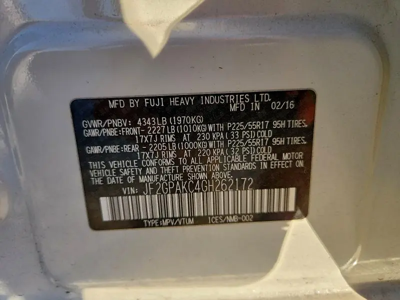 2016 SUBARU CROSSTREK LIMITED  