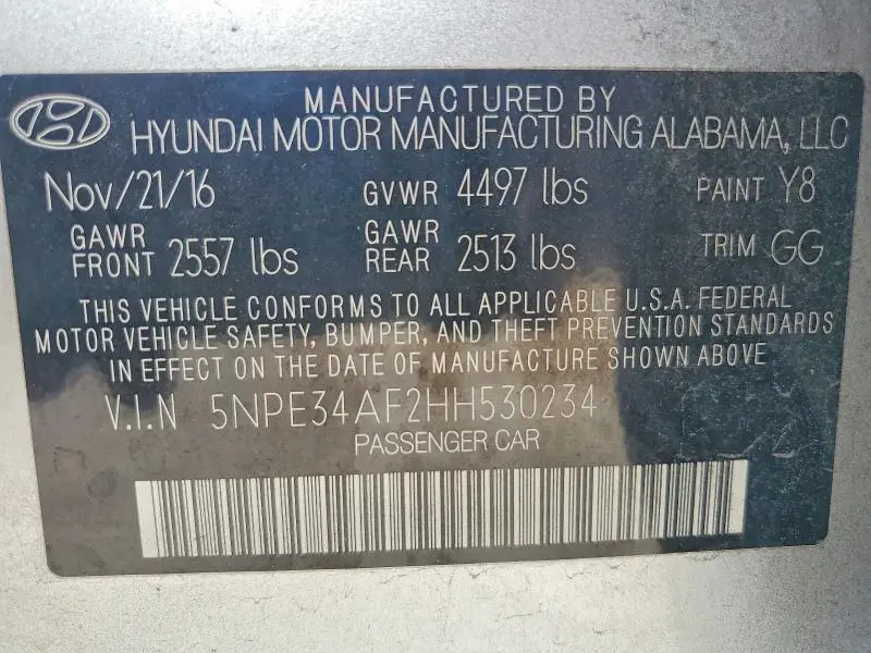 2017 HYUNDAI SONATA SPORT  
