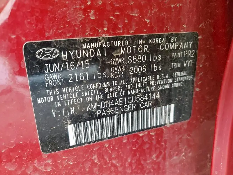 2016 HYUNDAI ELANTRA SE