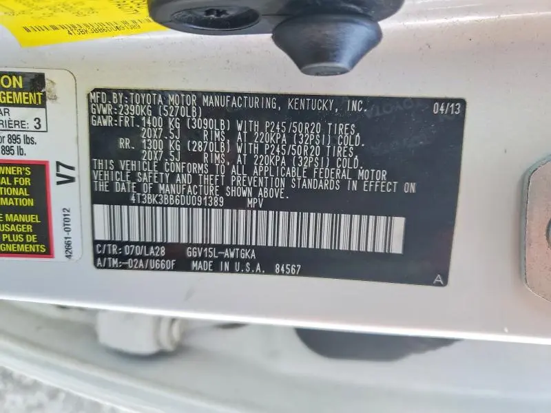 2013 TOYOTA VENZA LIMITED  