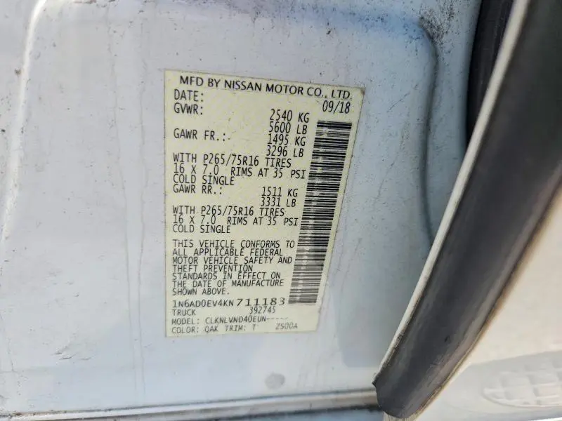 2019 NISSAN FRONTIER PRO-4X  