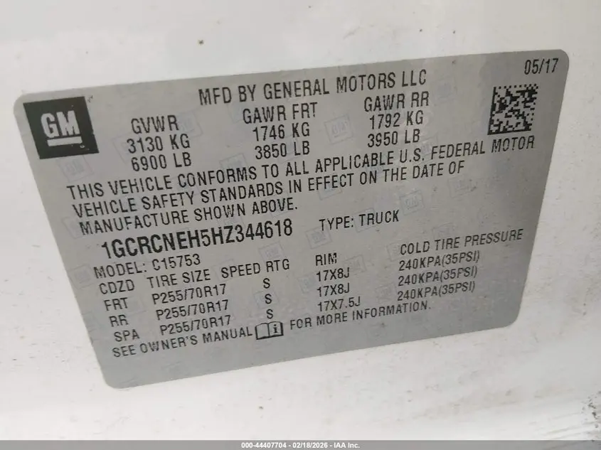 2017 CHEVROLET SILVERADO 1500 LS