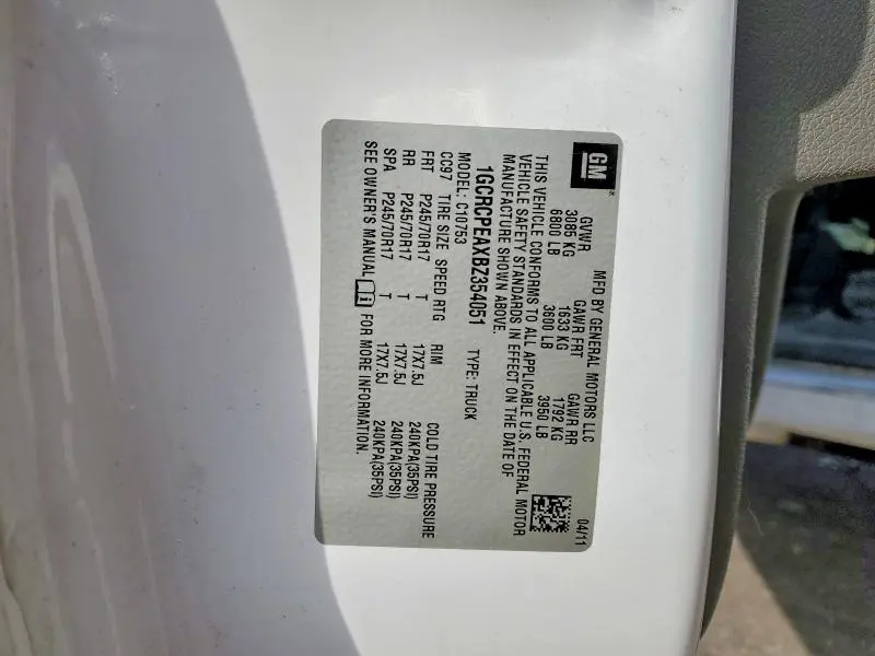 2011 CHEVROLET SILVERADO C1500  