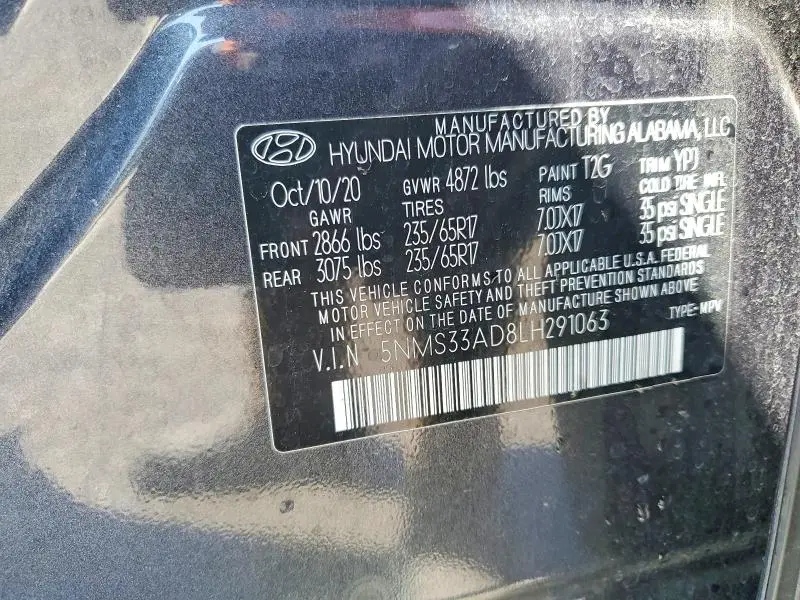 2020 HYUNDAI SANTA FE SEL  