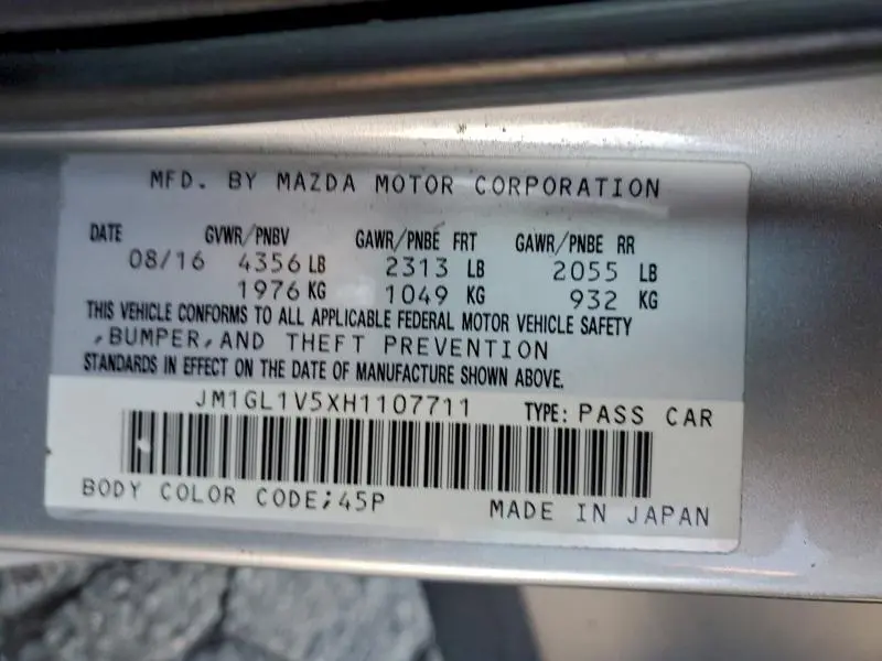 2017 MAZDA 6 TOURING  