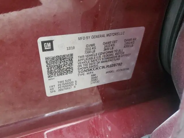 2020 CHEVROLET TAHOE K1500 PREMIER  