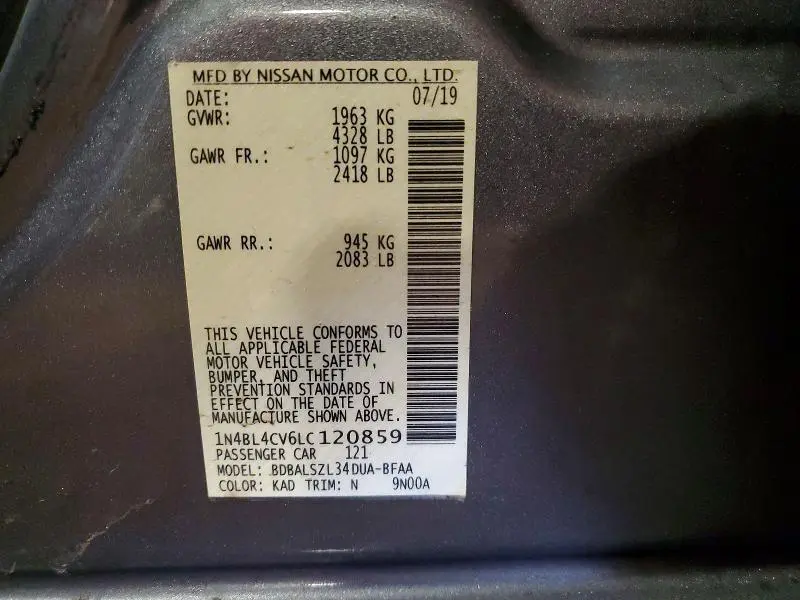 2020 NISSAN ALTIMA 2.5 SR  