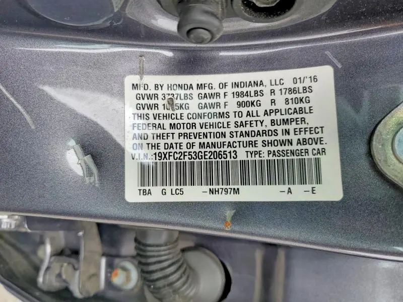 2016 HONDA CIVIC LX  