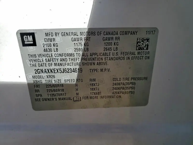 2018 CHEVROLET EQUINOX LT  