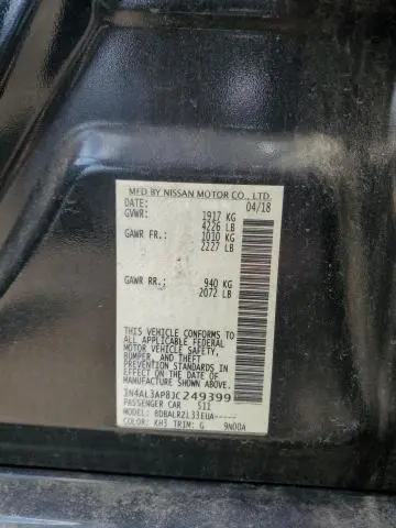 2018 NISSAN ALTIMA 2.5  