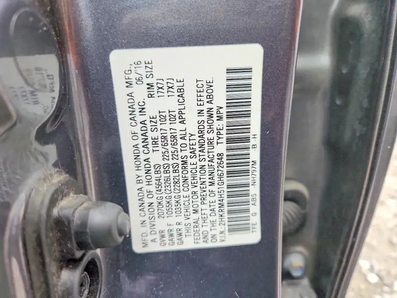 2016 HONDA CR-V EX  