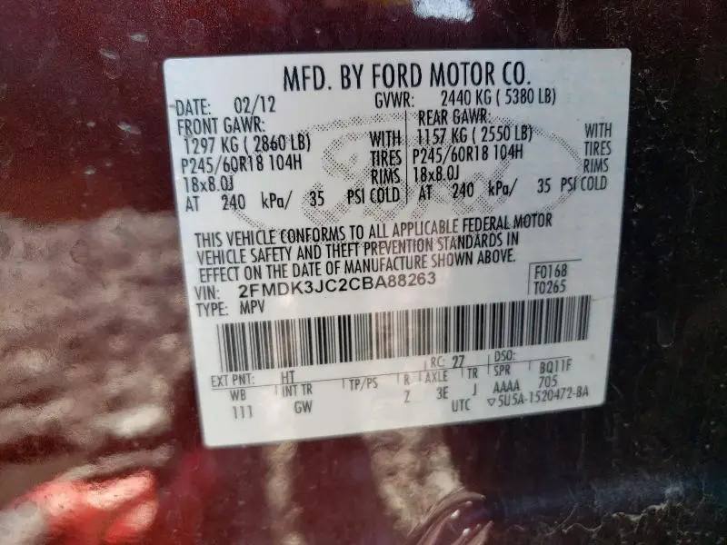 2012 FORD EDGE SEL  