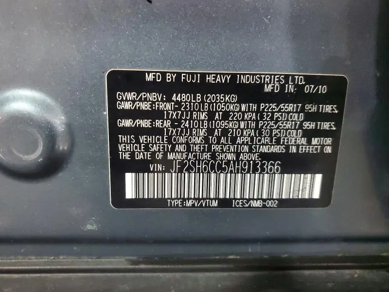 2010 SUBARU FORESTER 2.5X PREMIUM  