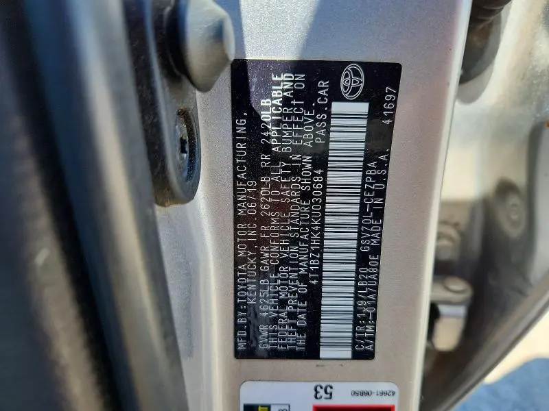2019 TOYOTA CAMRY XSE V6  
