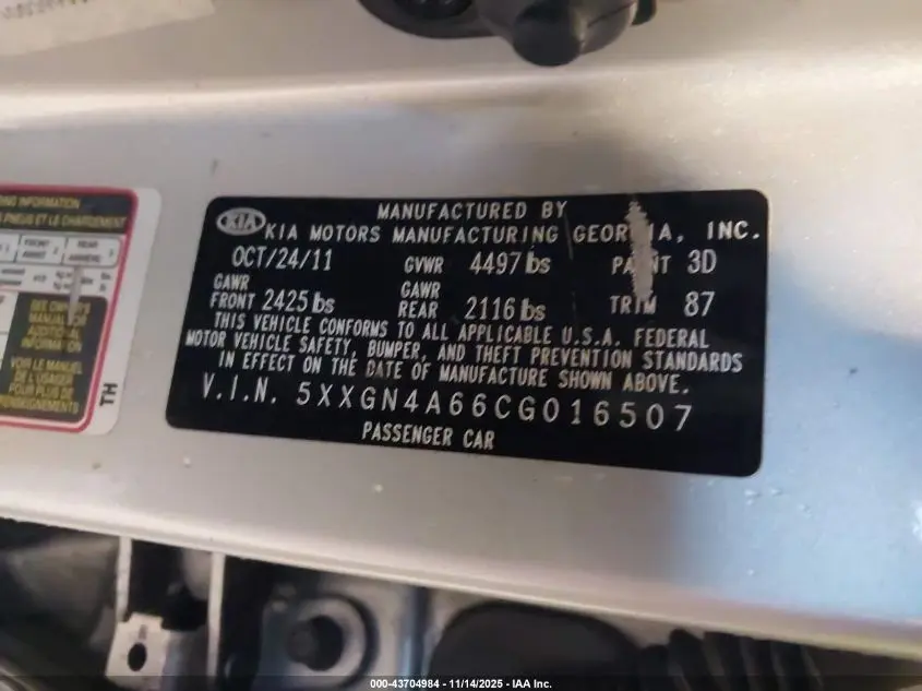 2012 KIA OPTIMA EX TURBO