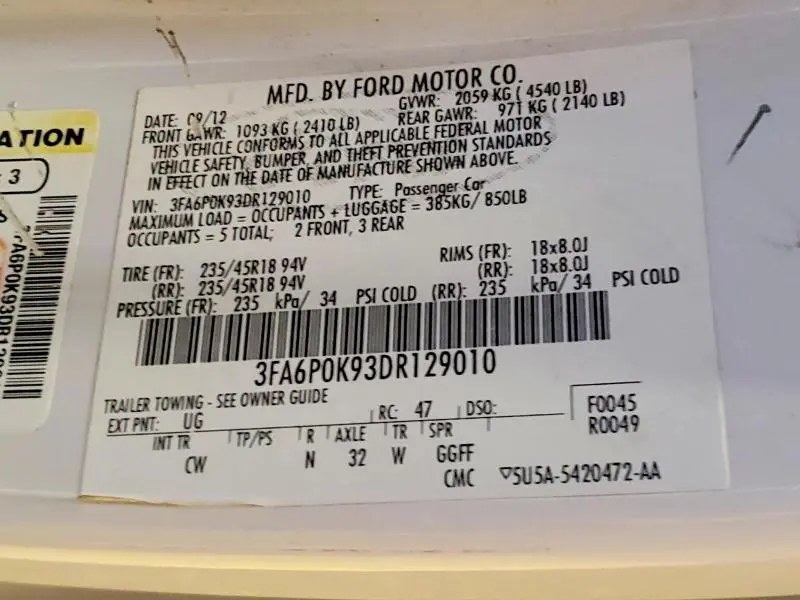 2013 FORD FUSION TITANIUM  