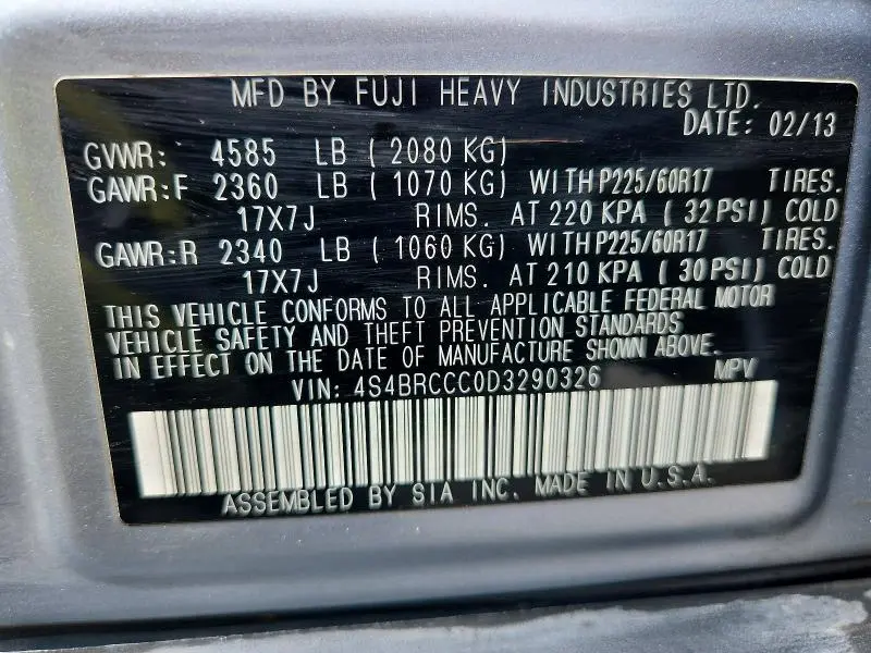 2013 SUBARU OUTBACK 2.5I PREMIUM  