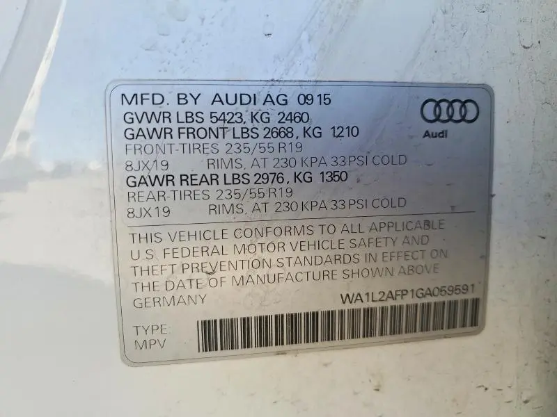 2016 AUDI Q5 PREMIUM PLUS  