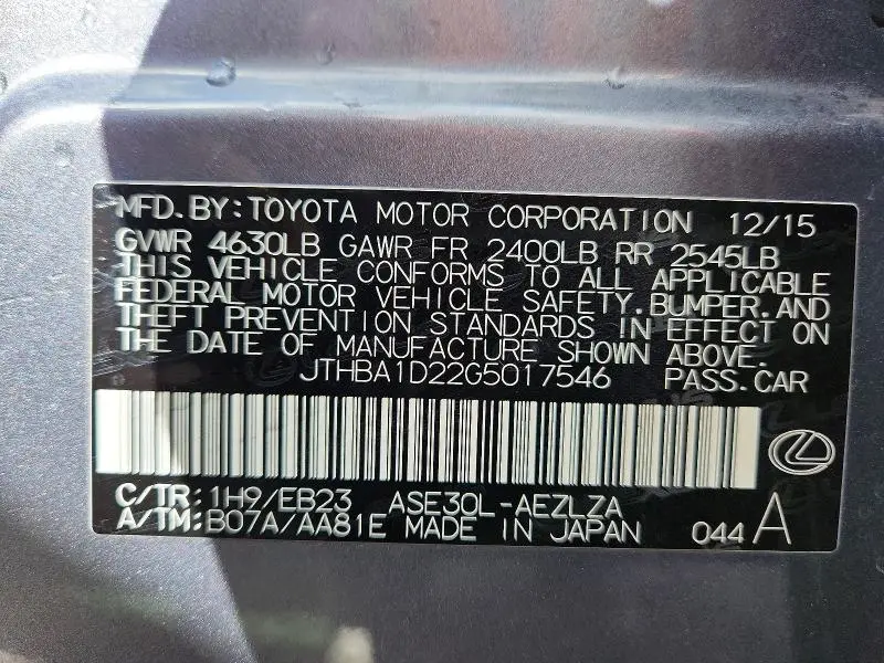 2016 LEXUS IS 200T BASE  