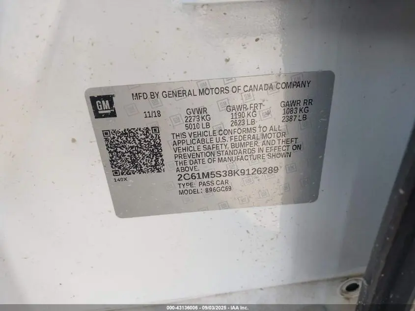 2019 CADILLAC XTS LUXURY