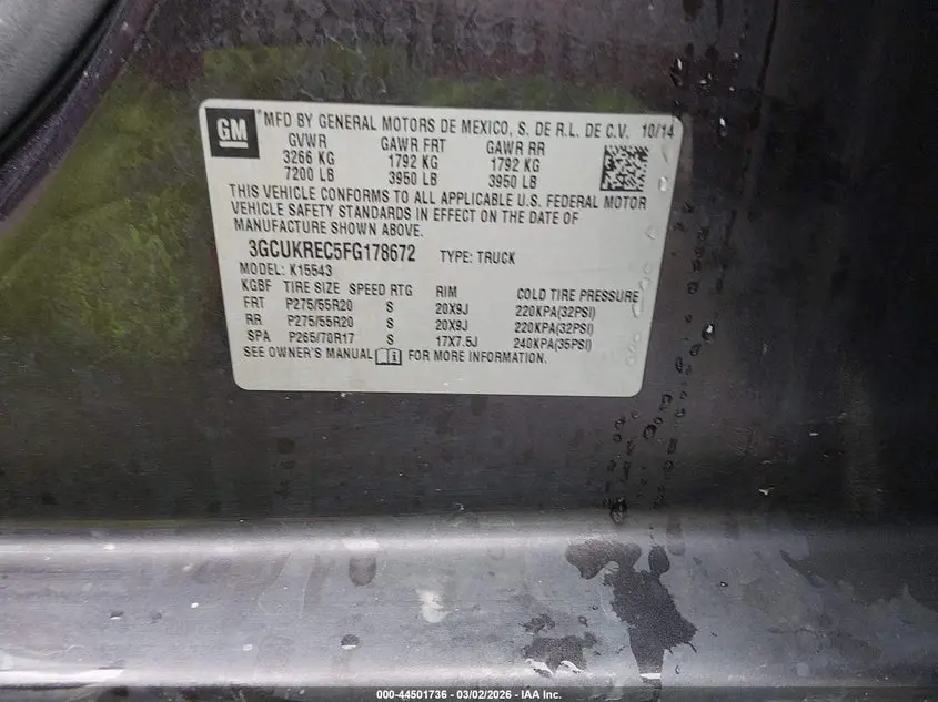 2015 CHEVROLET SILVERADO 1500 1LT