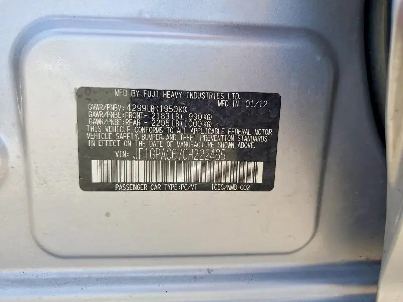 2012 SUBARU IMPREZA PREMIUM  