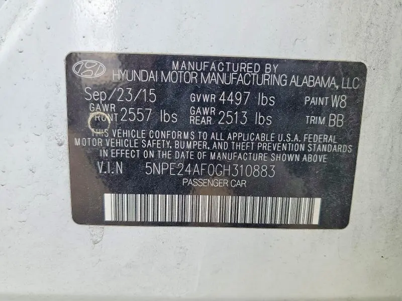 2016 HYUNDAI SONATA SE  