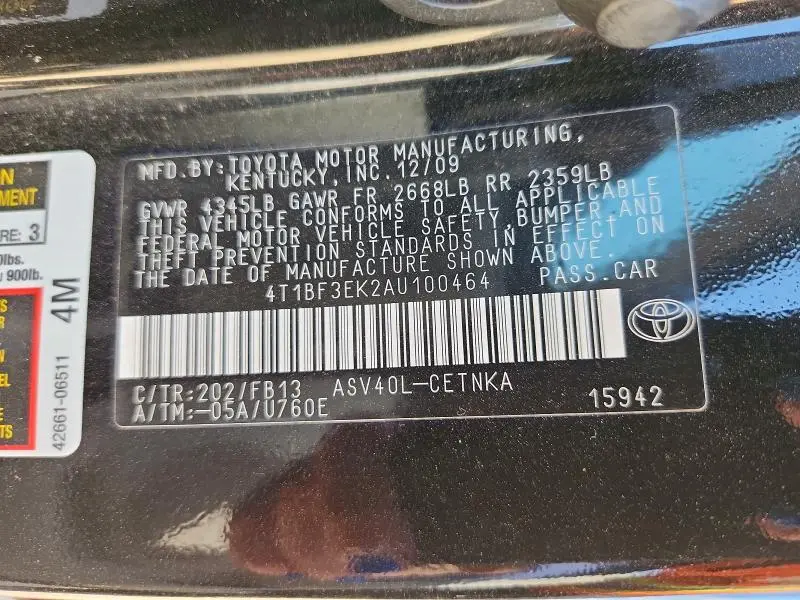 2010 TOYOTA CAMRY LE  