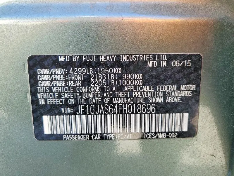 2015 SUBARU IMPREZA SPORT LIMITED  