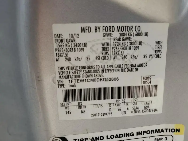 2013 FORD F150 SUPERCREW  