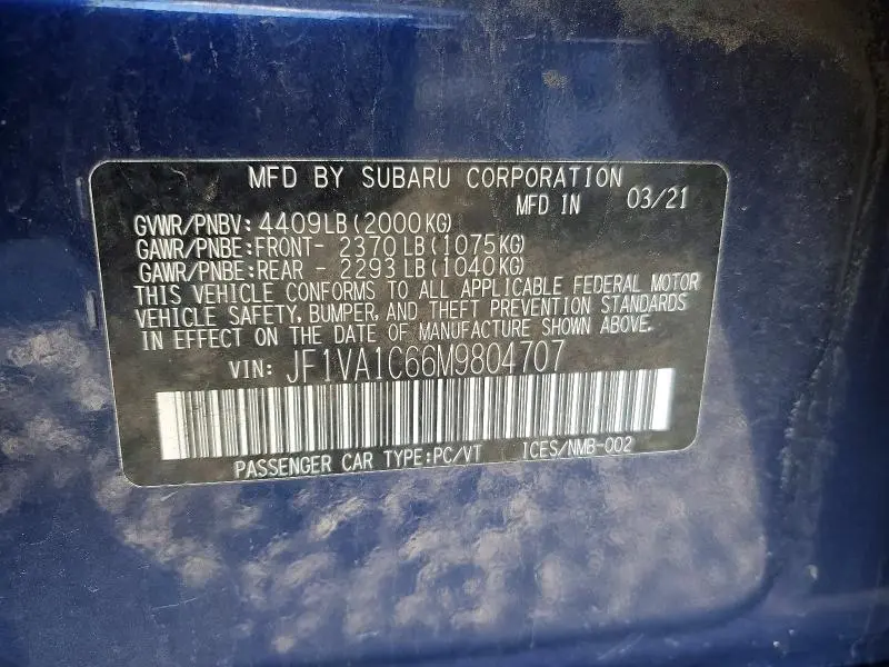 2021 SUBARU WRX PREMIUM  