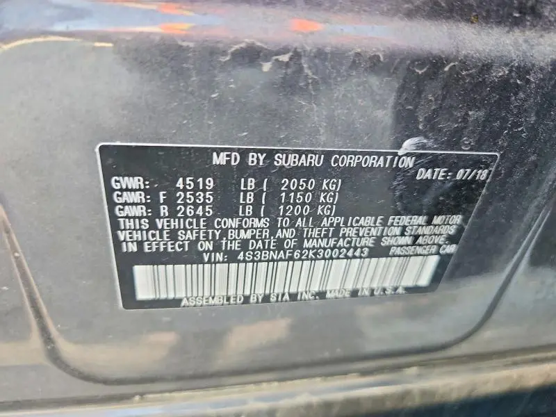2019 SUBARU LEGACY 2.5I PREMIUM  