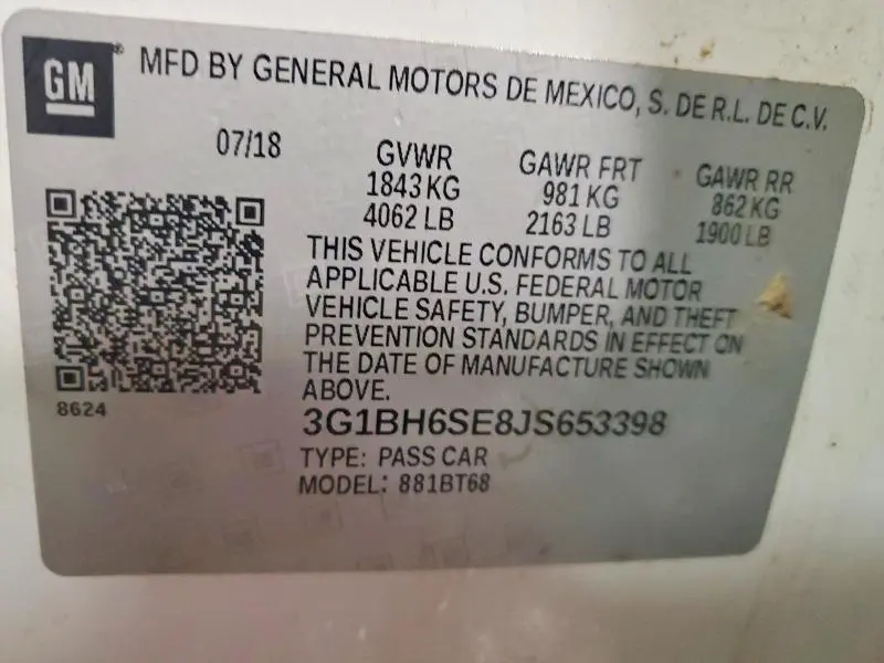 2018 CHEVROLET CRUZE LT  