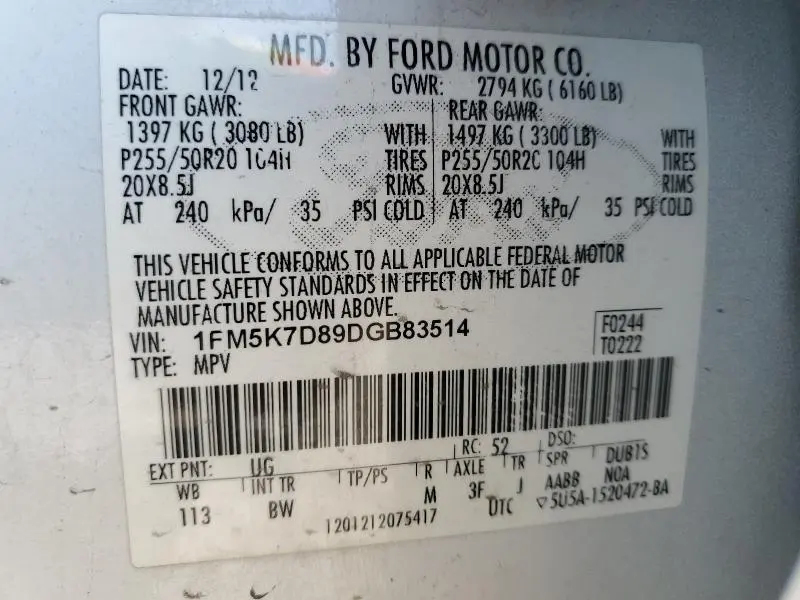 2013 FORD EXPLORER XLT  