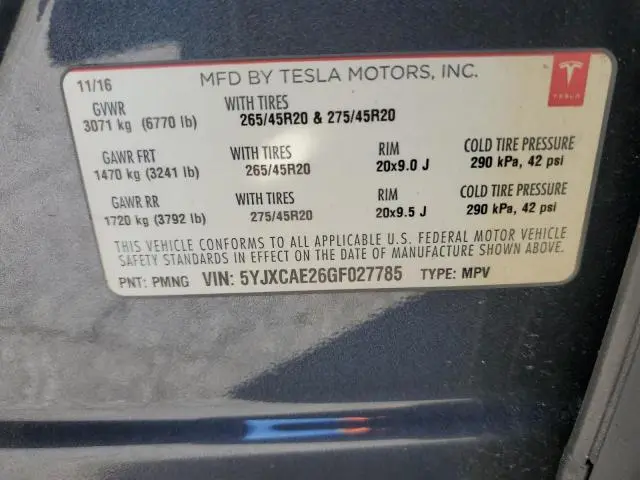 2016 TESLA MODEL X 