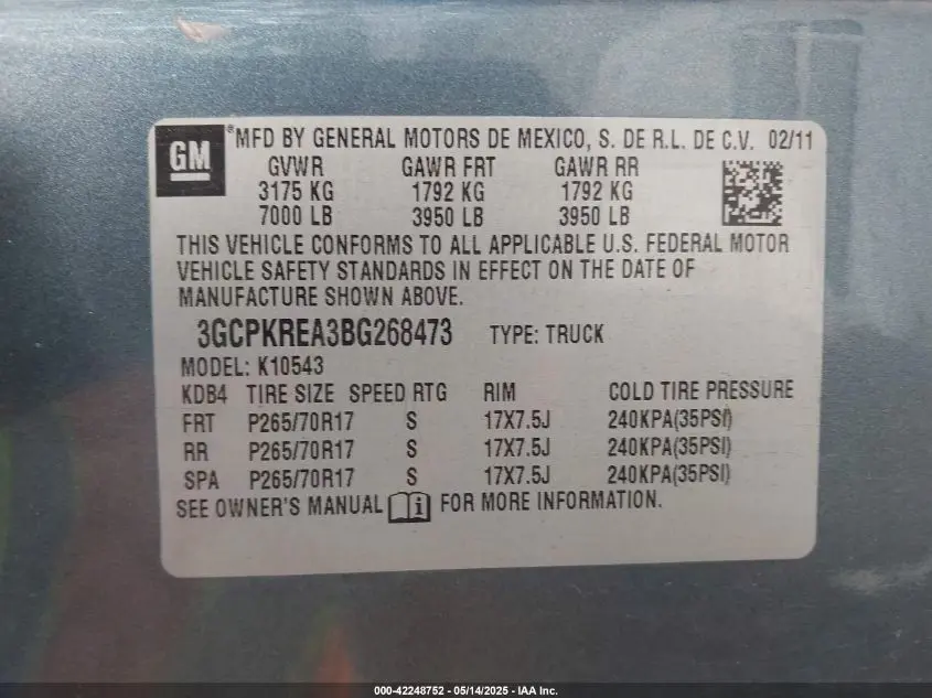 2011 CHEVROLET SILVERADO 1500 LS